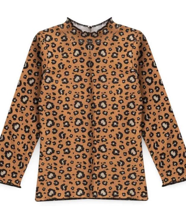 Blusa Infantil Feminina Manga Longa Canelada Animal Print